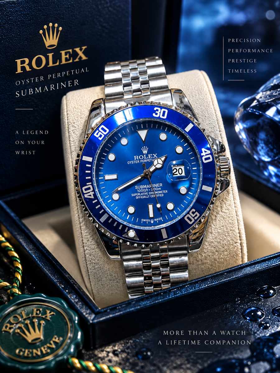 Luxury Blue Diver Style Stainless Steel Watch