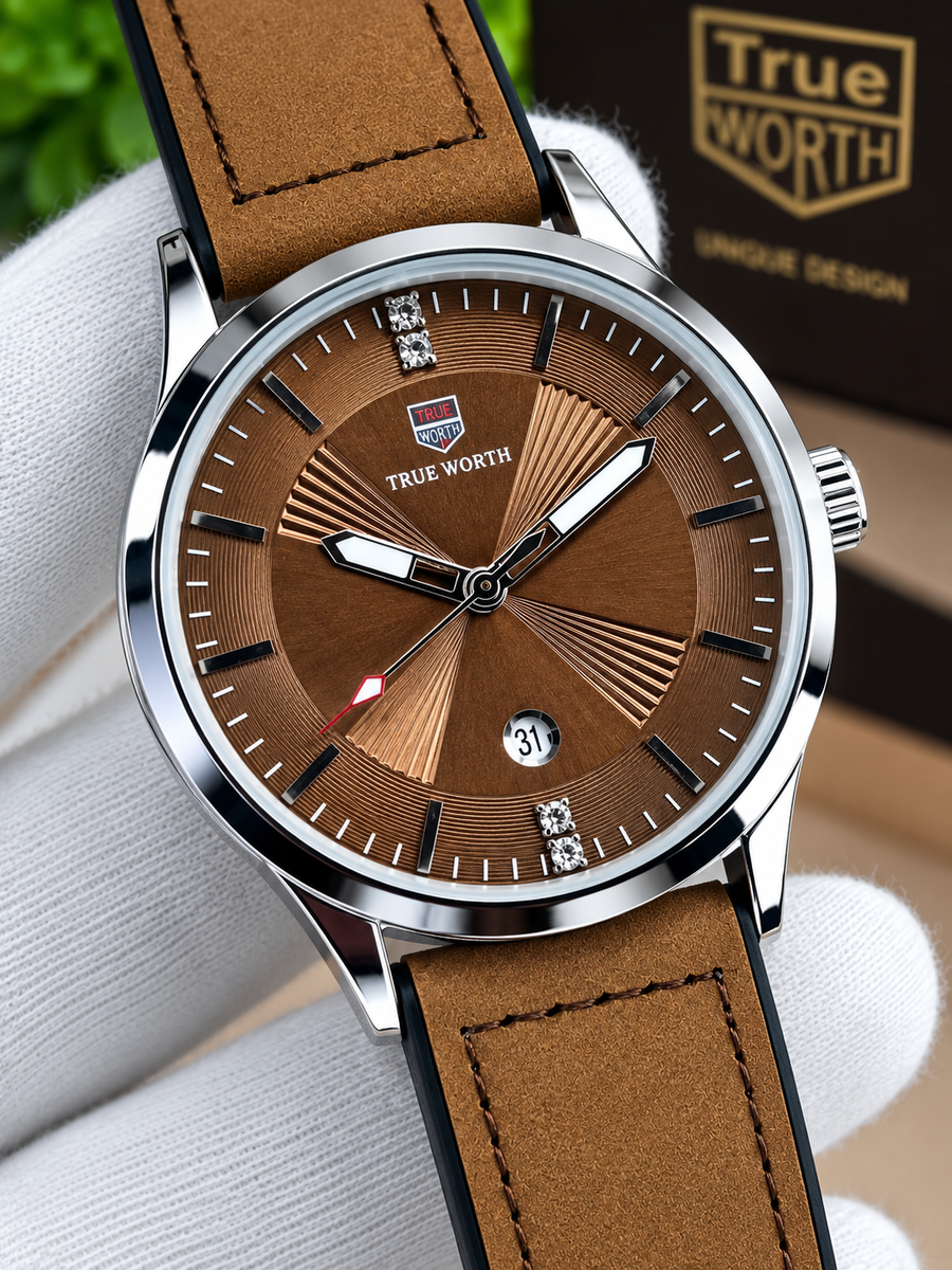 Luxury Brown Leather Strap Classic Dress Watch