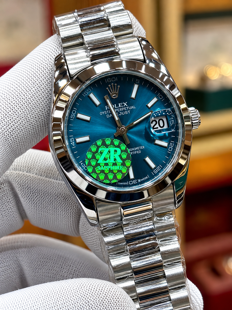 Luxury Silver Stainless Steel Blue Dial Watch