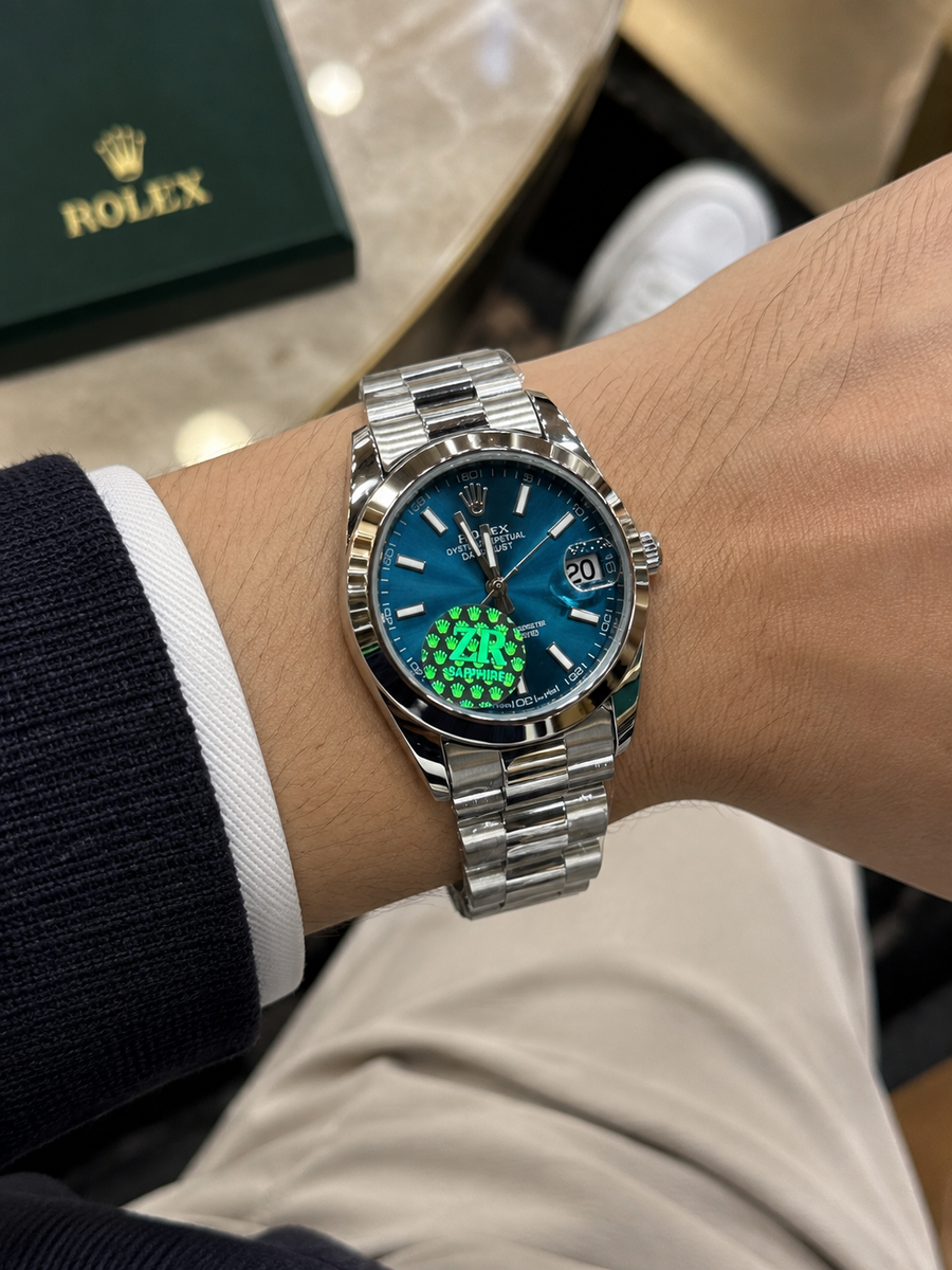Luxury Silver Stainless Steel Blue Dial Watch