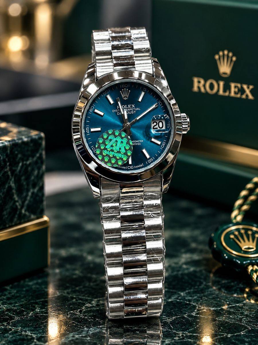 Luxury Silver Stainless Steel Blue Dial Watch