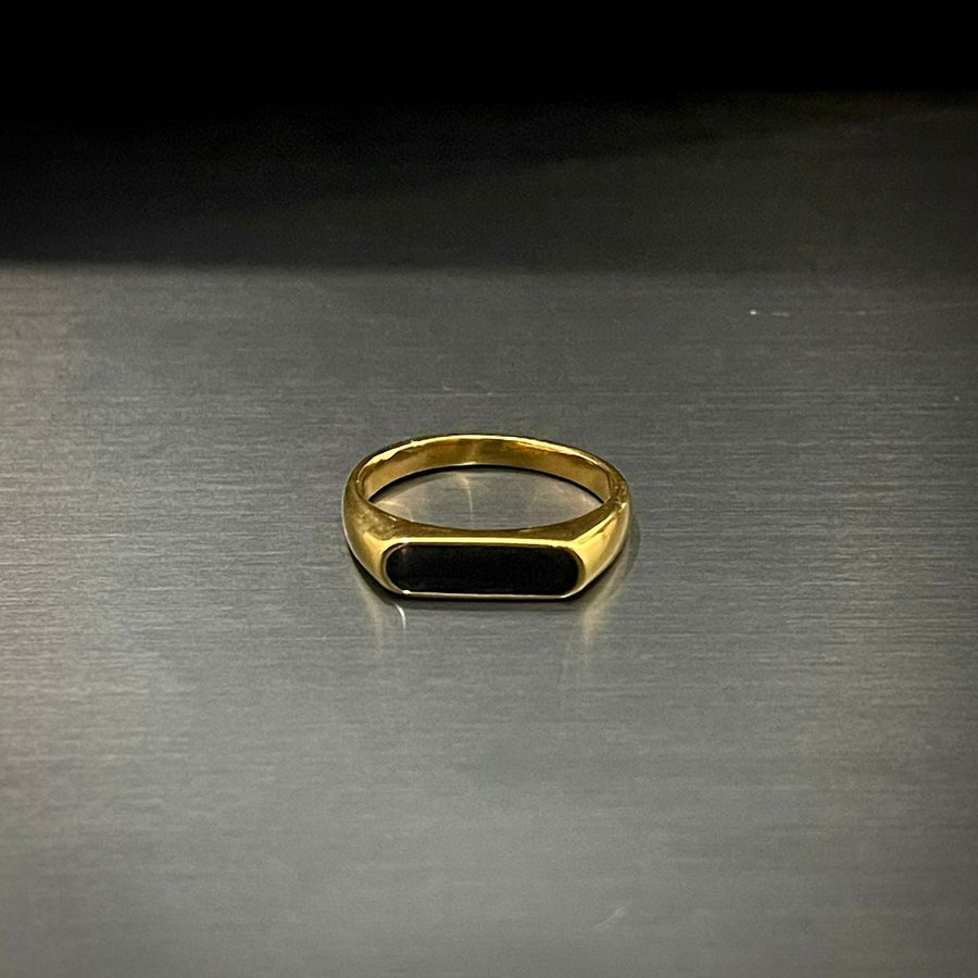 Minimal 24K Gold Plated Black Epoxy Ring For Men/Women