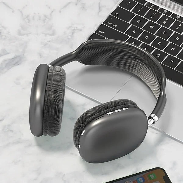 Wireless Bluetooth 5.0 Over-Ear Headphones with Mic, Stereo Bass & Noise Cancelling