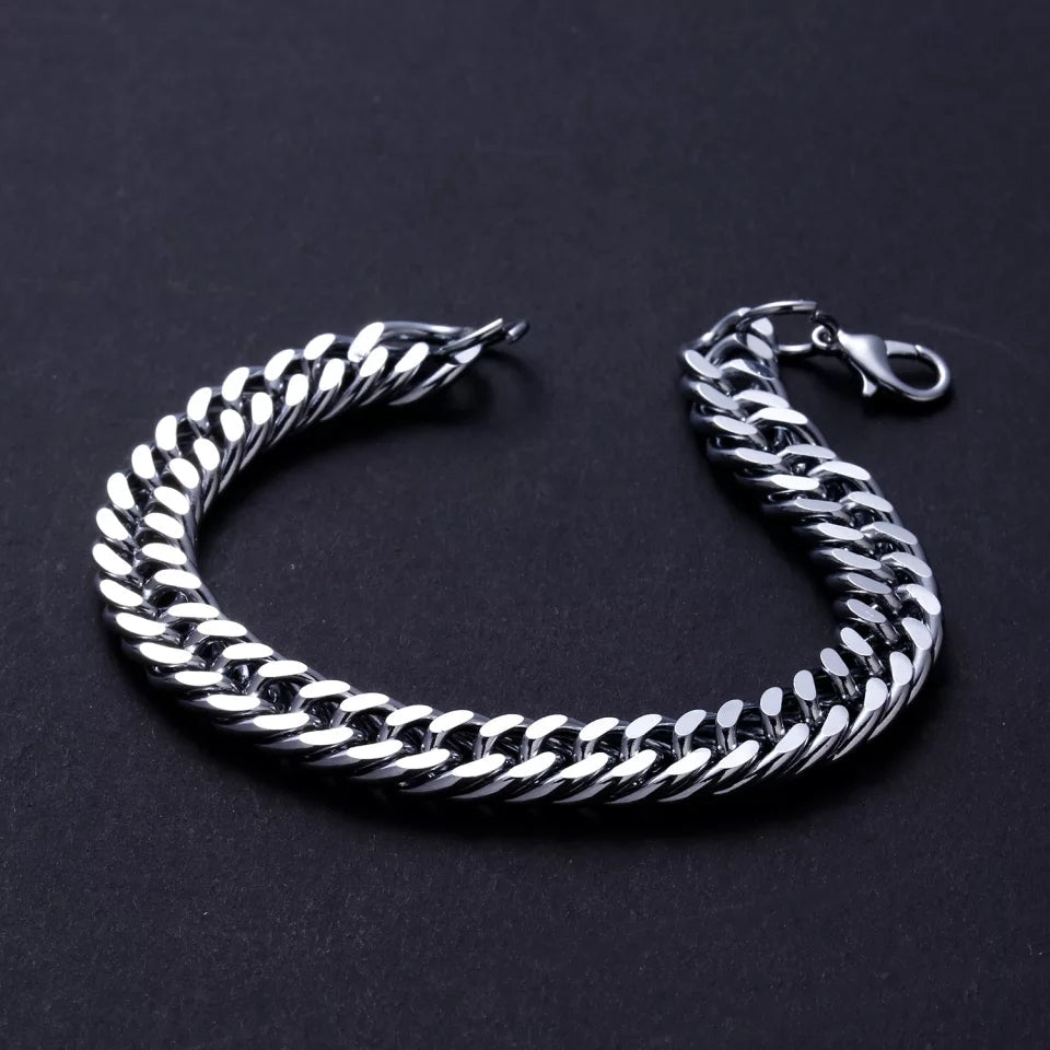 8mm Silver Stainless Steel Chain Bracelet For Men