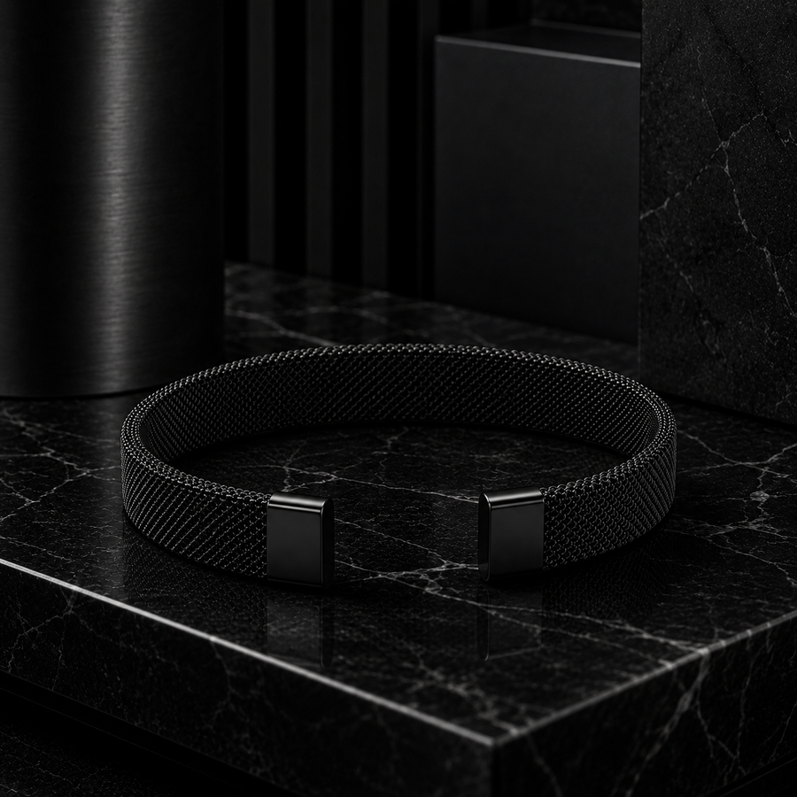 Men’s Black Mesh Cuff Bracelet