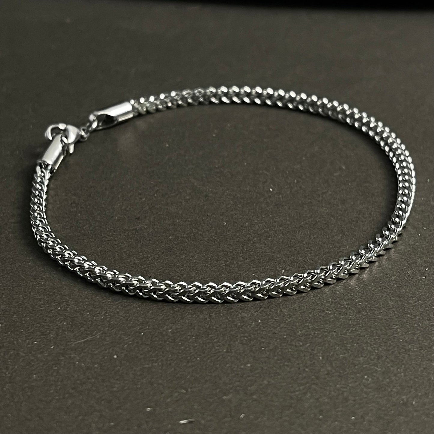 2mm Silver Franco Link Square Chain Bracelet For Men