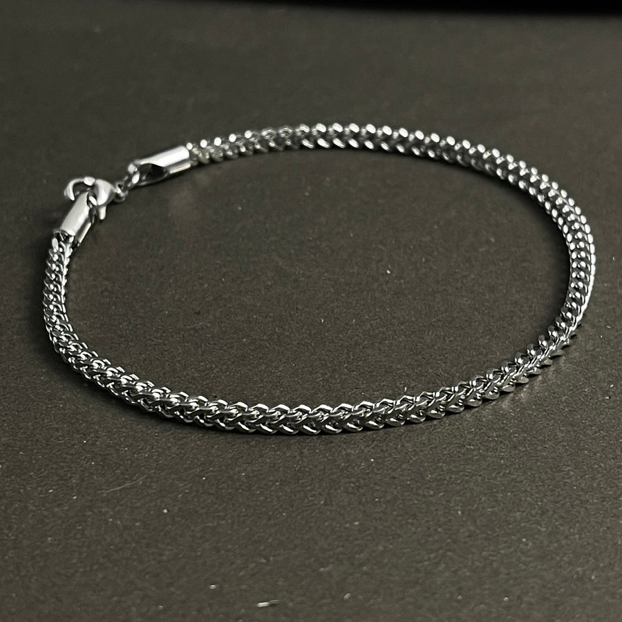 2mm Silver Franco Link Square Chain Bracelet For Men