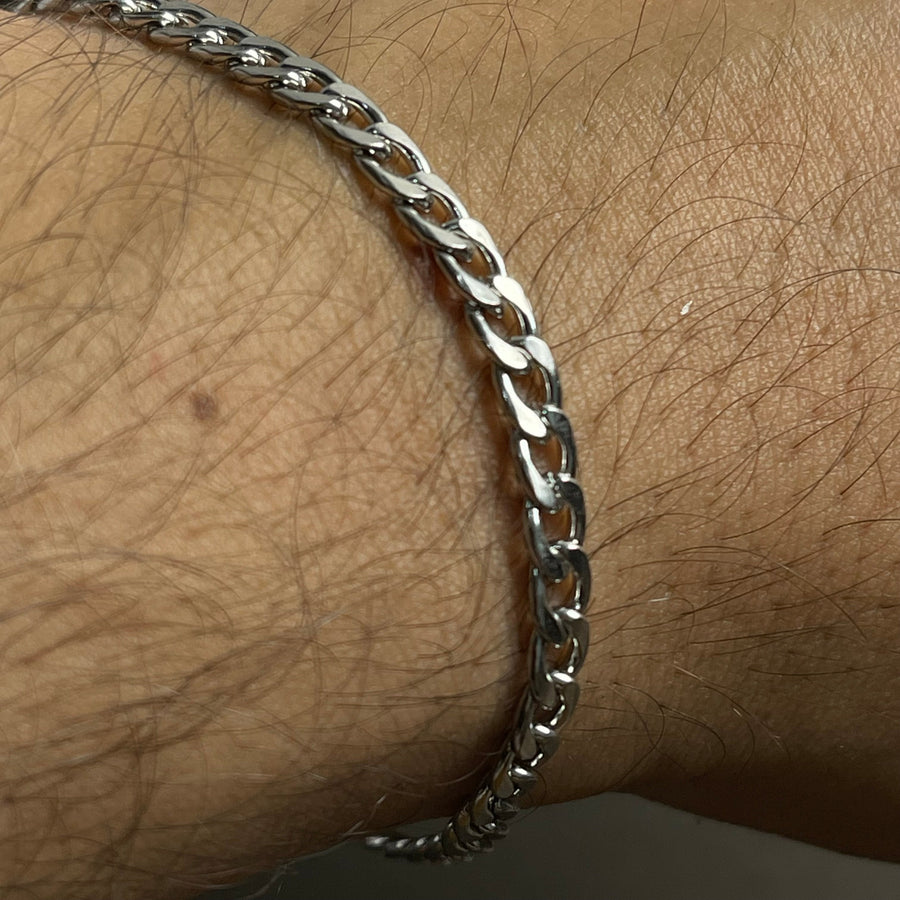 3mm Silver Figaro Link Chain Bracelet For Men