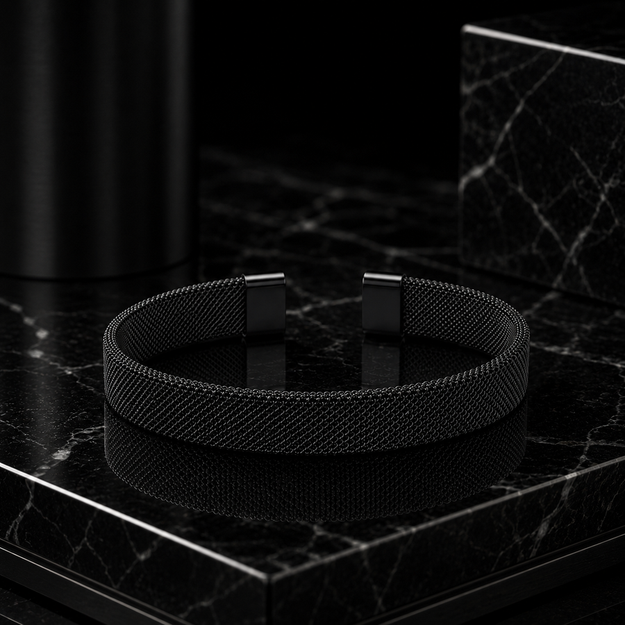 Men’s Black Mesh Cuff Bracelet
