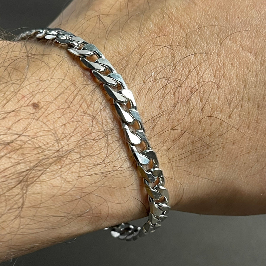 5mm Silver Figaro Link Chain Bracelet For Men