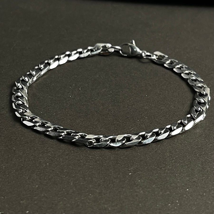 5mm Silver Figaro Link Chain Bracelet For Men