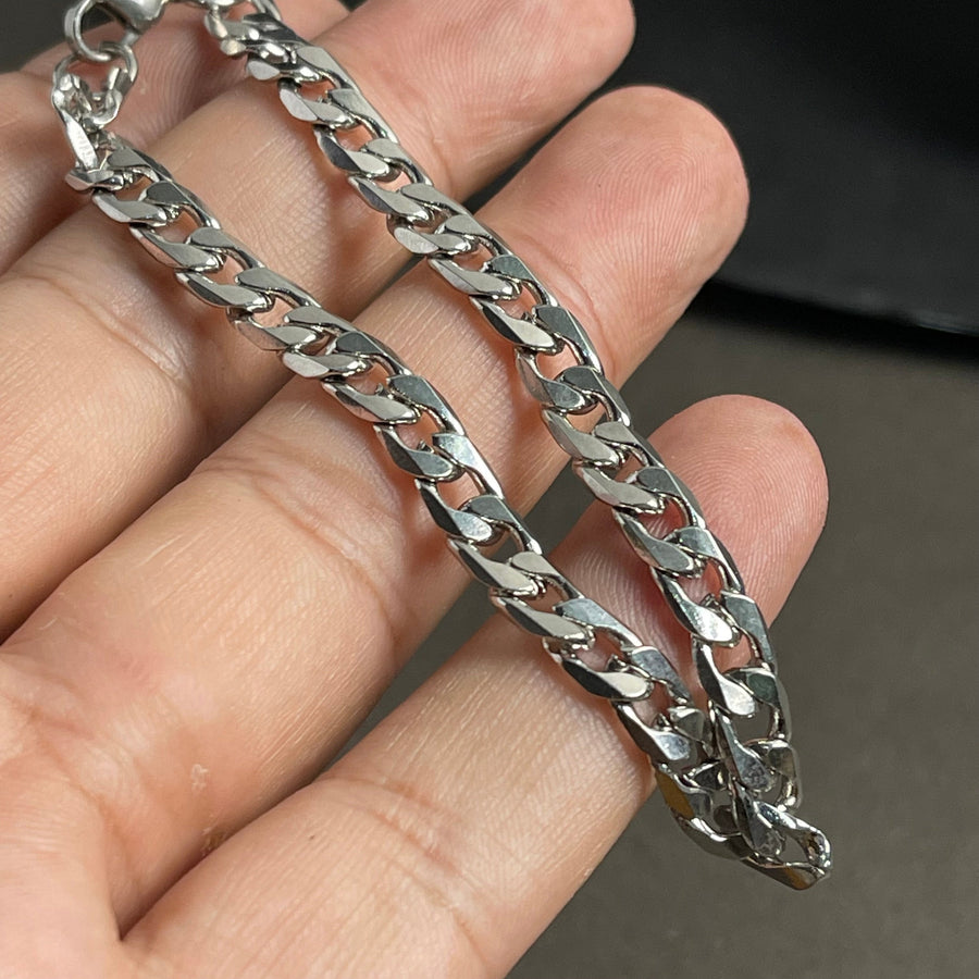 5mm Silver Figaro Link Chain Bracelet For Men
