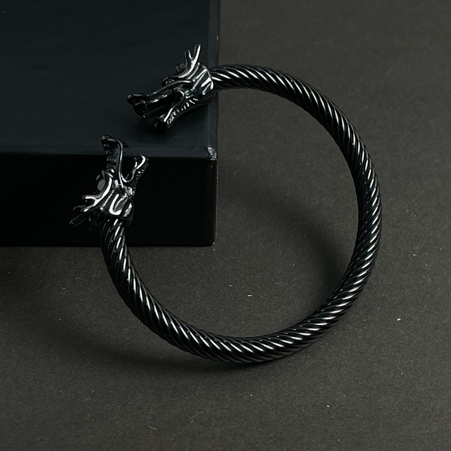 Alpha Dragon Gun Black Steel Bracelet for Men