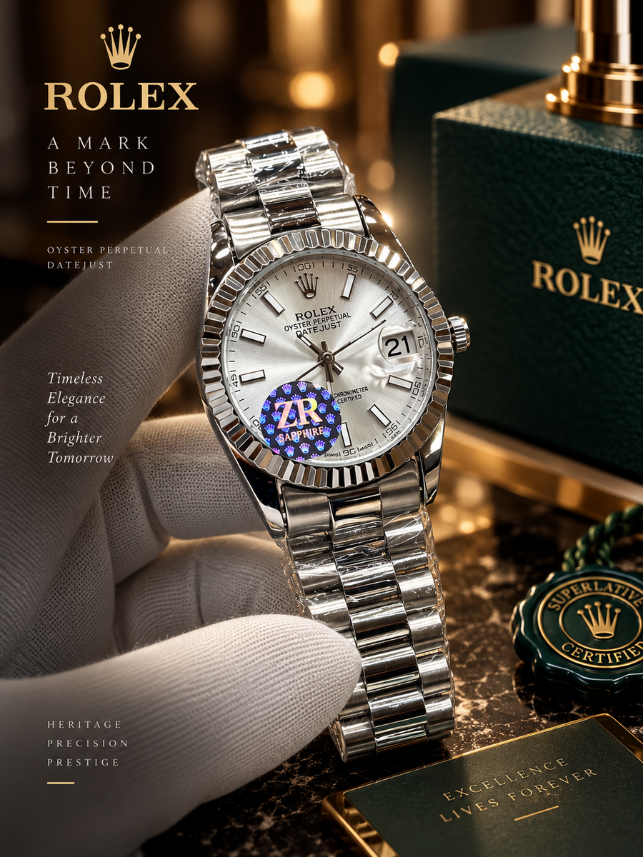 Luxury Silver White Dial Stainless Steel Watch