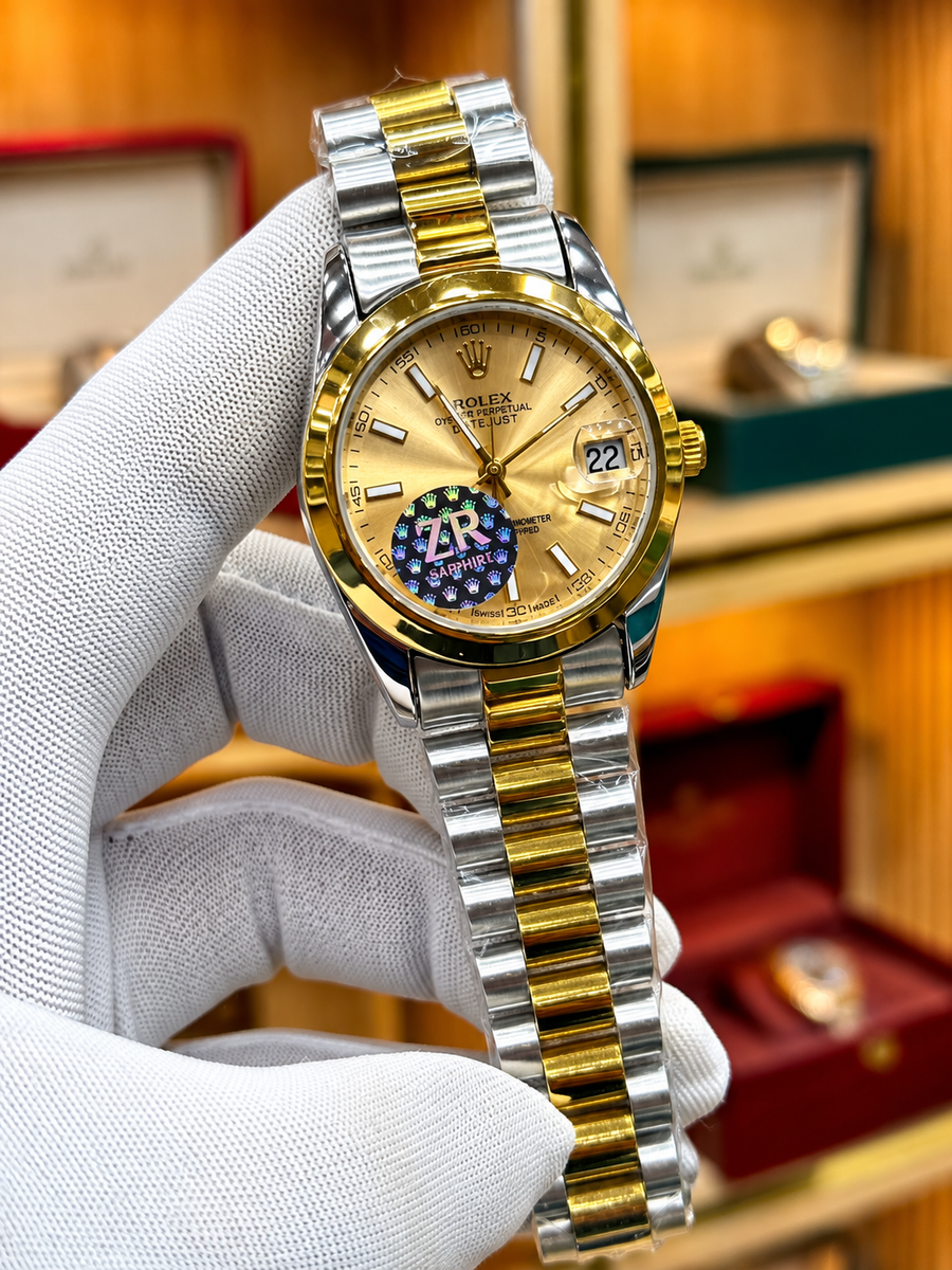 Luxury Two-Tone Gold Champagne Dial Watch