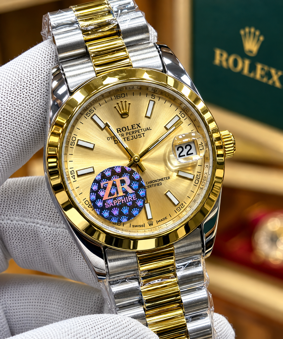 Luxury Two-Tone Gold Champagne Dial Watch