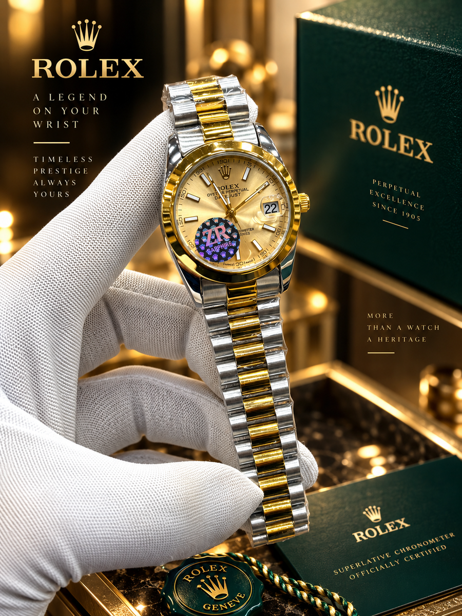 Luxury Two-Tone Gold Champagne Dial Watch