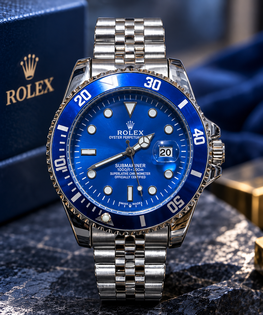 Luxury Blue Diver Style Stainless Steel Watch