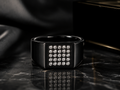 Men’s Black Crystal Signet Ring