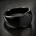 Men’s Black Round Signet Ring
