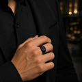 Men’s Black Round Signet Ring