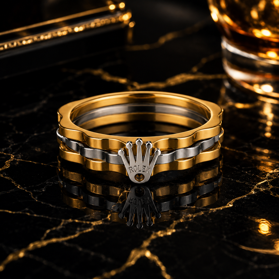 Men’s Gold & Silver Crown Signet Ring