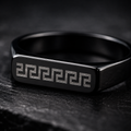 Men’s Black Greek Key Signet Ring