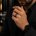 Men’s Black Greek Key Signet Ring