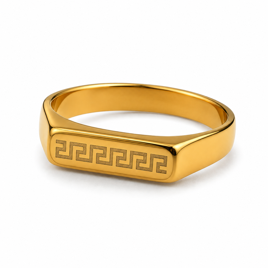 Men’s Gold Greek Key Signet Ring