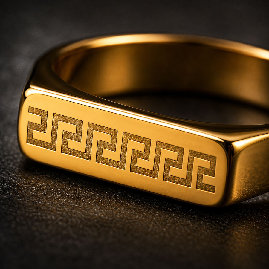 Men’s Gold Greek Key Signet Ring