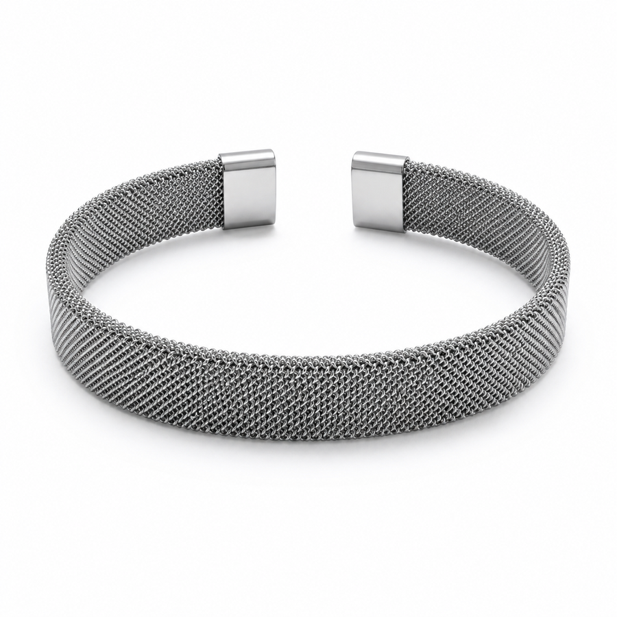 Men’s Silver Mesh Cuff Bracelet