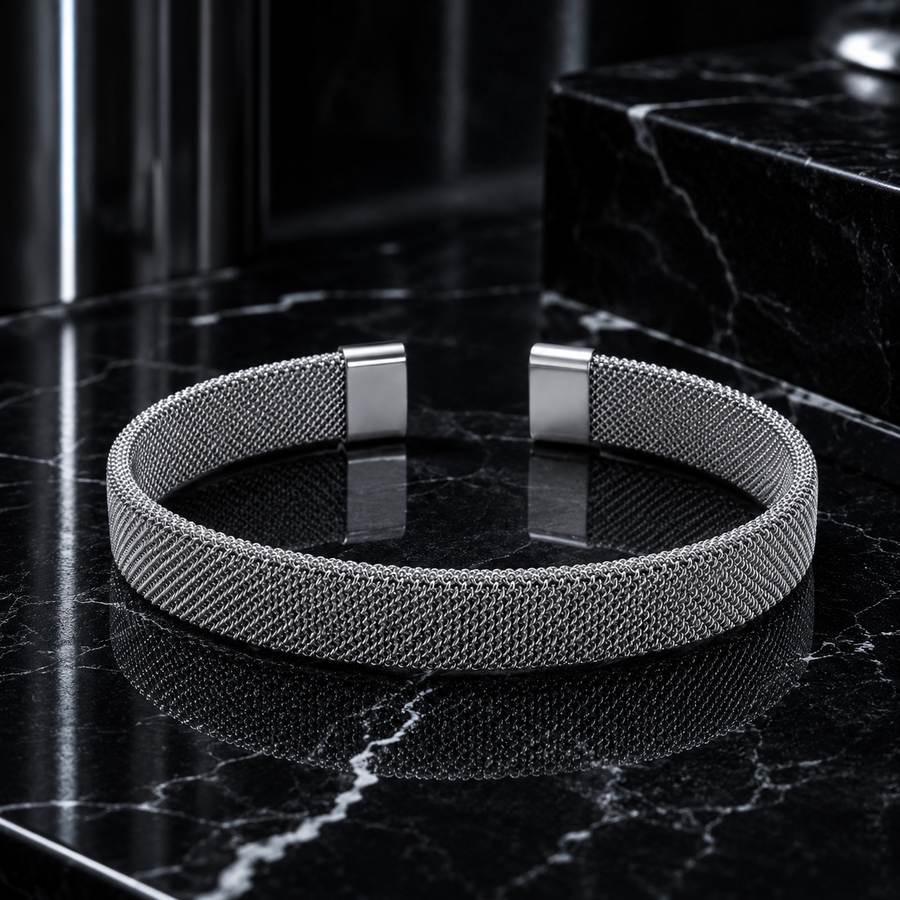 Men’s Silver Mesh Cuff Bracelet