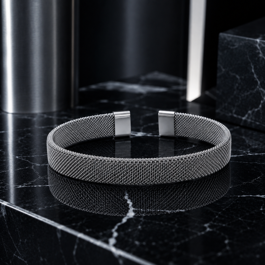 Men’s Silver Mesh Cuff Bracelet