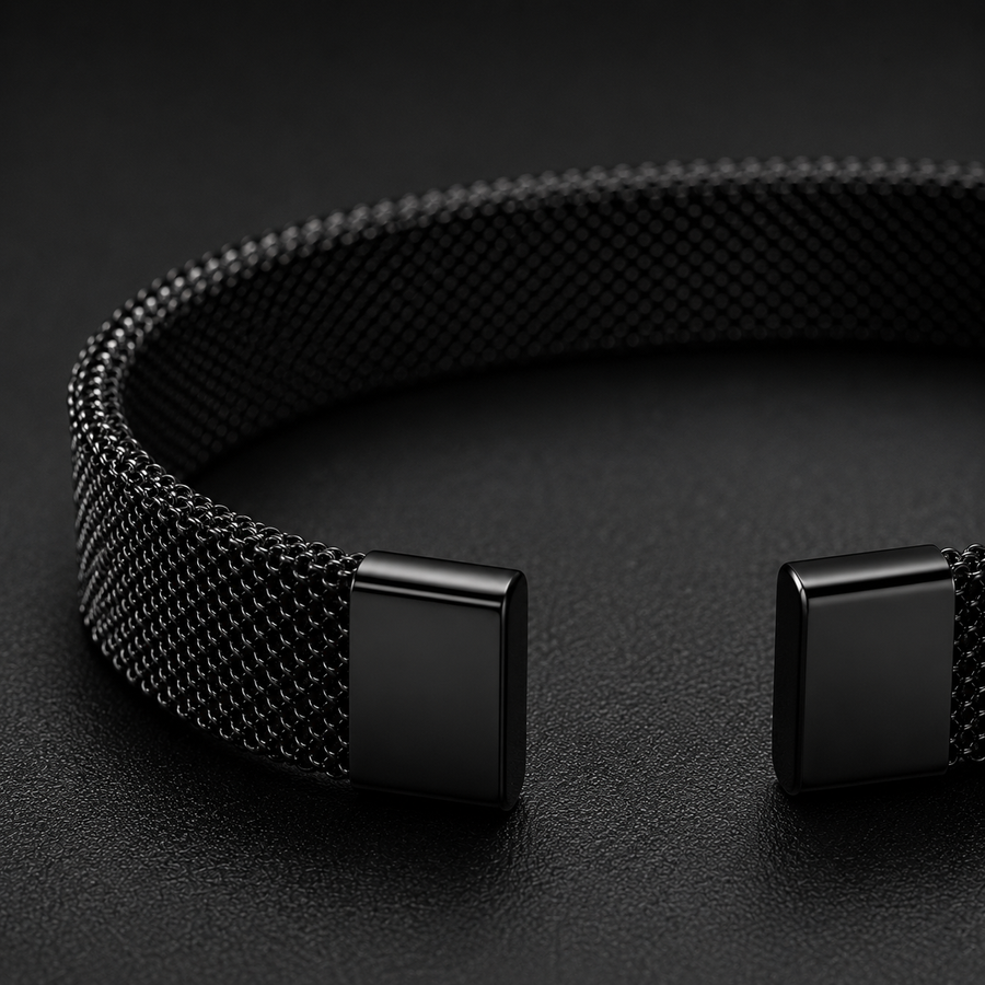 Men’s Black Mesh Cuff Bracelet
