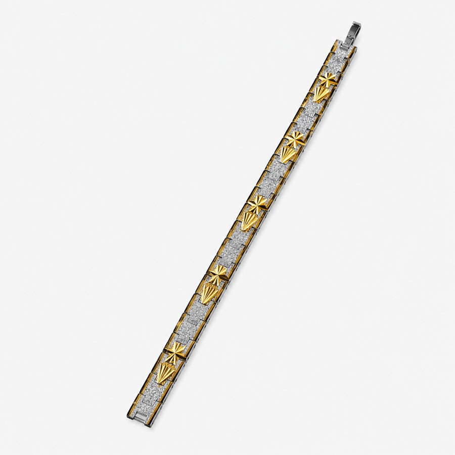 Men’s Gold & Silver Textured Link Bracelet
