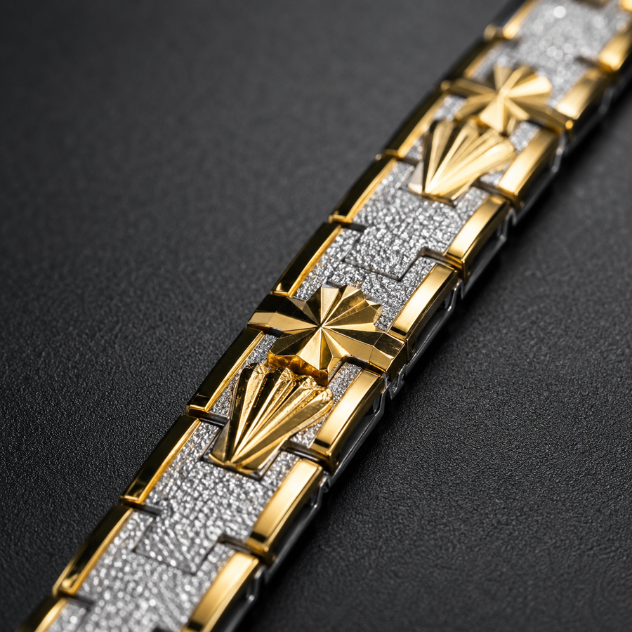 Men’s Gold & Silver Textured Link Bracelet