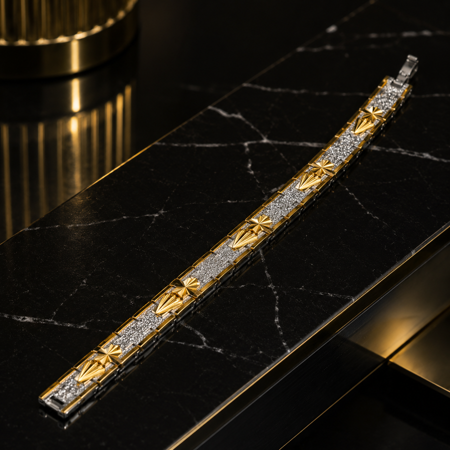Men’s Gold & Silver Textured Link Bracelet