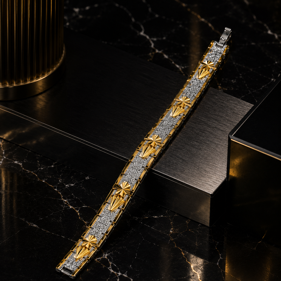 Men’s Gold & Silver Textured Link Bracelet