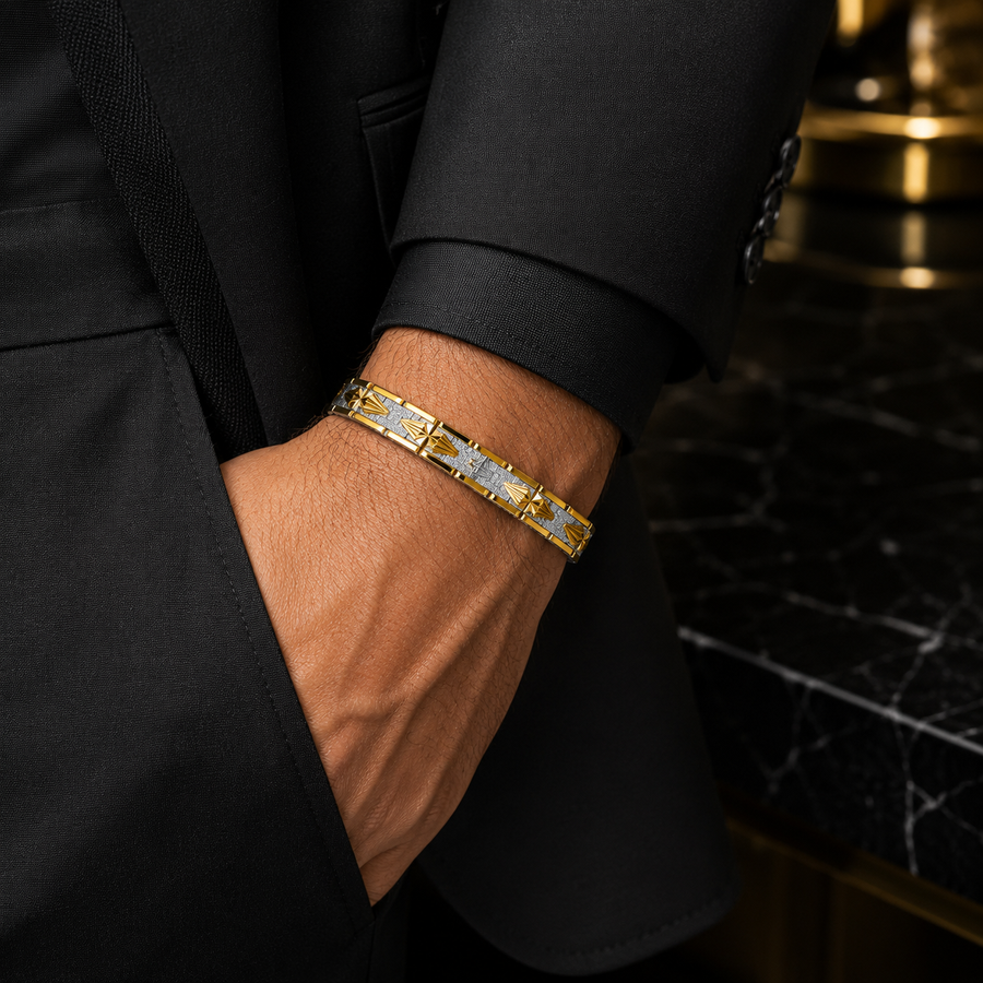 Men’s Gold & Silver Textured Link Bracelet