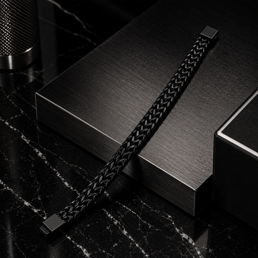 Men’s Black Woven Link Bracelet
