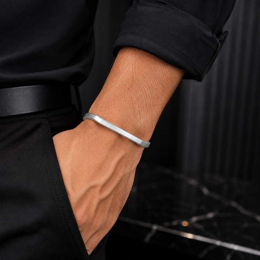 Men’s Silver-Tone Open Cuff Bracelet