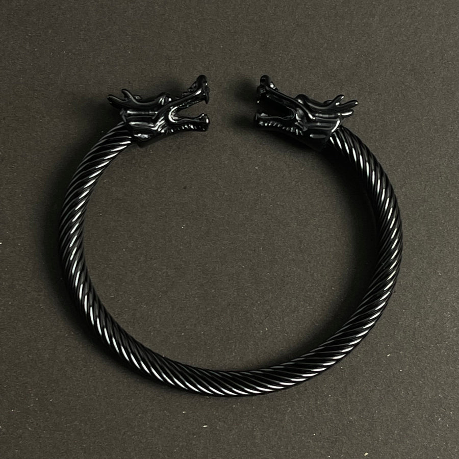 Alpha Dragon Gun Black Steel Bracelet for Men