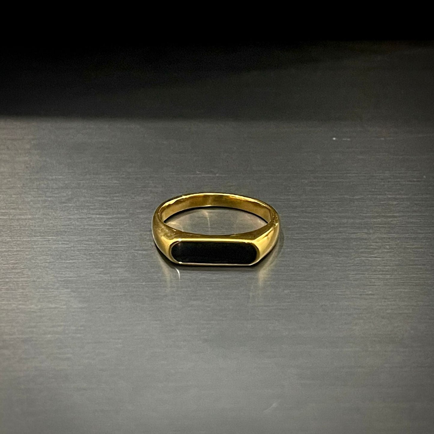 Minimal 24K Gold Plated Black Epoxy Ring For Men/Women