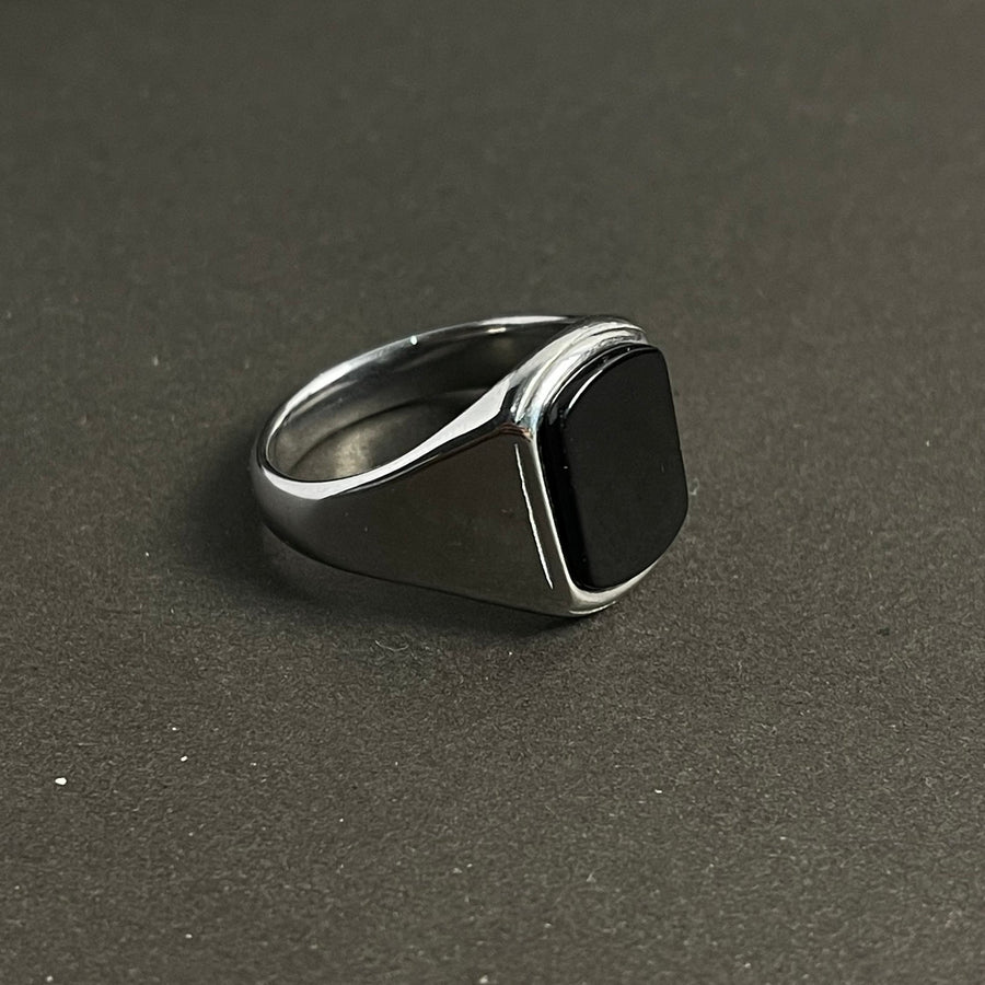 Silver Black Onyx Stone Ring For Men/Women